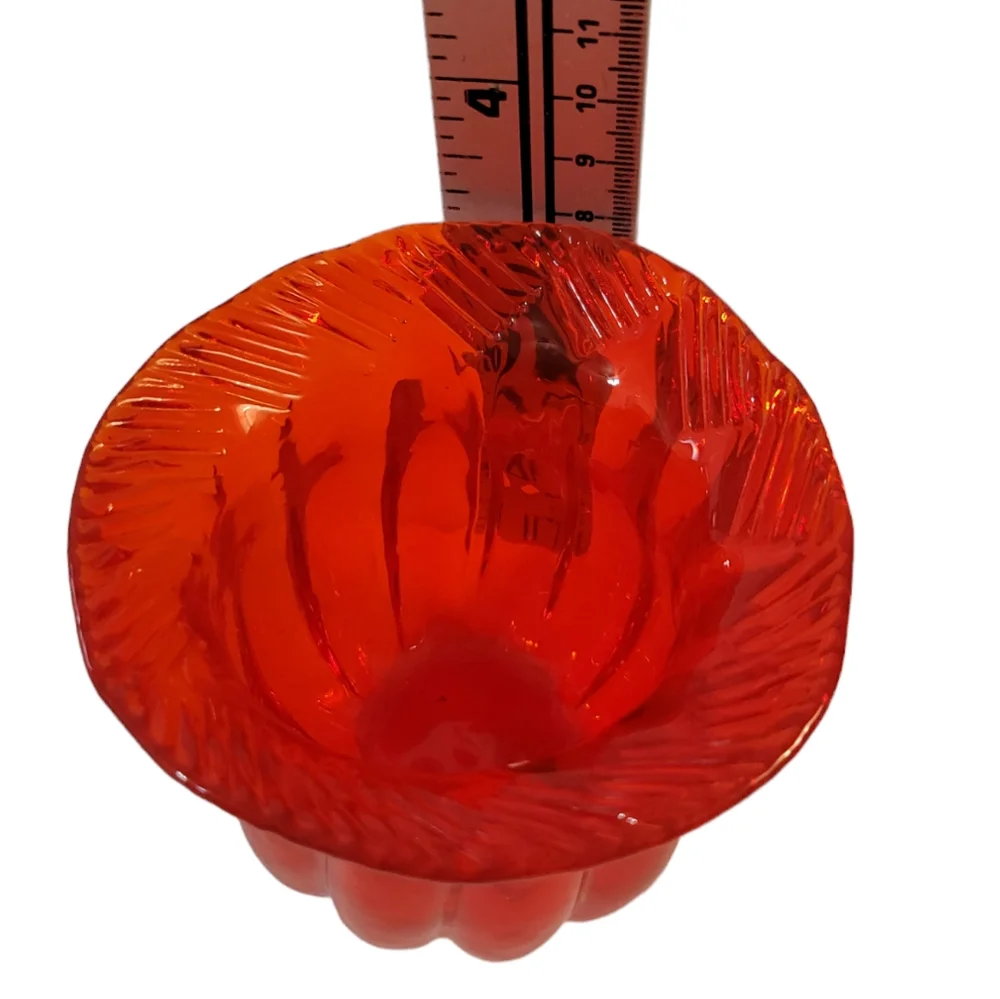 Art Glass Vase Melon Shape w Pinched Edges